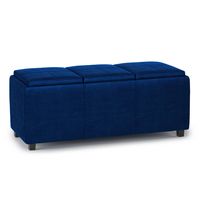 Simpli Home - Avalon Storage Ottoman - Blue - Large Front