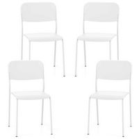 Costway Modern Dining Chairs Set of 4 with Tilted Backrest & Sturdy Metal Legs Plastic - White - Large Front