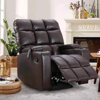 Bestier - Faux Leather Manual Massage Recliner with Vibration, Arm Storage and Two Cup Holders - ... - Large Front