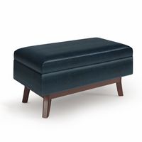 Simpli Home - Owen Small Rectangular Storage Ottoman - Distressed Dark Blue - Large Front