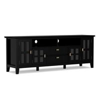 Simpli Home - Artisan SOLID WOOD 72 inch TV Media Stand in Black For TVs up to 80 inches - Black - Large Front