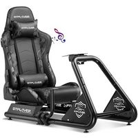 GTPlayer - Racing Simulator Cockpit with Seat and Bluetooth Speakers Sim Racing Cockpit - Camou - Large Front