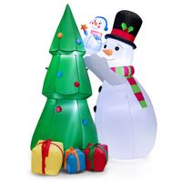 Costway - 6 FT Tall Inflatable Snowman and Tree Set Christmas Decoration w/ LED Lights - Multicolor - Large Front