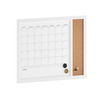 Martha Stewart - Everette Dry Erase Magnetic Monthly Calendar/Cork Board - 24x18 - White Woodgrain - Large Front