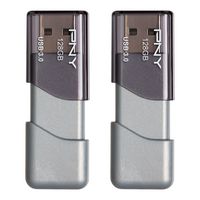 PNY - Turbo Attaché 3 128GB USB 3.0 Type A Flash Drive, 2-Pack - Silver - Large Front