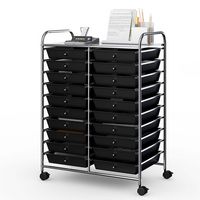 Costway - 20 Drawers Rolling Cart Storage Scrapbook Paper Studio Organizer - Black - Large Front