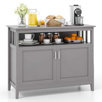 Costway Costway Kitchen Sideboard Buffet Server Cupboard Storage Cabinet with 2 Doors - Grey - Large Front
