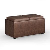 Simpli Home - Avalon 5 Piece Storage Ottoman - Distressed Chestnut Brown - Large Front