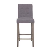 CorLiving - Leila Fabric Square Tufted Bar Height Barstool - Silver Grey - Large Front