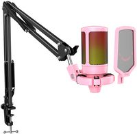 FIFINE USB Microphone Bundle –Arm Boom Stand & RGB Lighting - Large Front