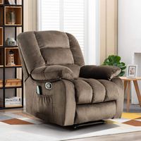 Bestier Massage Recliner Chair with Heat and Vibration - Manual Overstuffed Recliners Soft - Brown - Large Front