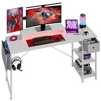 Bestier - Computer Desk with LED Lighting - White - Large Front