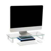 Mind Reader - Monitor Stand, Contemporary, Desktop Organizer, Laptop Riser, Office, Glass, 22