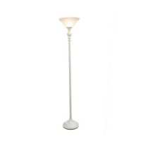 Elegant Designs - 1 Light Torchiere Floor Lamp with Glass Shade - Marbleized White - Large Front
