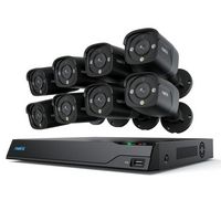 Reolink - 8MP 16-ch 8 Bullet PoE Cameras with Smart Detection & Soptlight NVR System - Black & White - Large Front