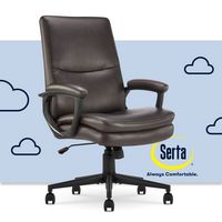 Serta - Comfort Mid-Back Bonded Leather Executive Office Chair - Dark Brown - Large Front