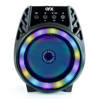 QFX - Portable Bluetooth Rechargeable Speaker with LED Party Lights - Black - Large Front