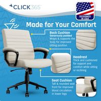 Click365 - Transform 3.0 Extra Comfort Ergonomic Mid-Back Desk Chair - White - Left View