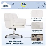 Serta - Ashland Bonded Leather & Memory Foam Home Office Chair - White - Left View