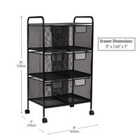 Mind Reader - Cart with Drawers, Laundry Organizer, Utility Cart, Bathroom, Kitchen, Metal Mesh, ... - Left View