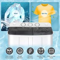 Costway - 13.2 lb. Portable Twin Tub Washing Machine Washer and Spinner 8.8 lb. - Grey and White - Left View