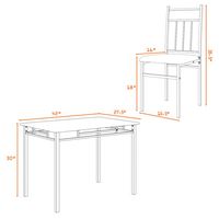 Costway 5 Piece Faux Marble Dining Set Table and 4 Chairs Kitchen Breakfast Furniture Grey - Gray - Left View