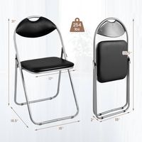 Costway 2 PCS U Shape Folding Chairs Furniture Home Outdoor Picnic Portable - Black - Left View