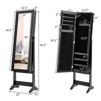 Costway - Jewelry Mirrored Cabinet Armoire Organizer Storage Box w/ Stand Christmas Gift - Black - Left View