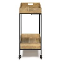 Simpli Home - Simons SOLID MANGO WOOD Industrial Contemporary 24 inch Wide Bar Cart - Natural - Left View