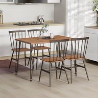 Costway 5 PCS Dining Table Set for 4 Rectangular Kitchen Table & 4 Chairs w/ Metal Frame - Walnut... - Left View