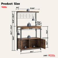 Bestier 31 inch 3 Tier Bakers Rack with Cabinet Kitchen Storage Shelves Microwave Oven Stand Coff... - Left View