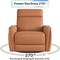 Bestier - Faux Leather Power Rocker Recliner Chair with USB Port, 270° Swivel Glider, and High ba... - Left View