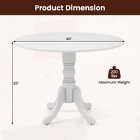 Costway 4-Person Dining Table Wooden Kitchen Table with Solid Rubber Wood Frame for Kitchen - White - Left View