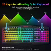 REDRAGON - S101-BA-3 Wired RGB Backlit Gaming Keyboard and Mouse Pad, Gaming Headset Combo - Black - Left View