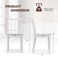 Costway Wood Dining Chair Set of 2 with Rubber Wood Legs Curved Backrest for Kitchen - White - Left View