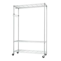 TRINITY - EcoStorage 3-Tier |48x18x75.5| Rolling Garment Rack | - Chrome - Left View
