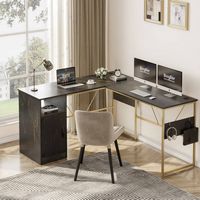 Bestier - L-Shaped Computer Desk with Storage Cabinet - 60