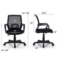 Costway - Executive Mesh Mid-Back Office Chair with Adjustable Height and Lumbar Support - Black - Left View