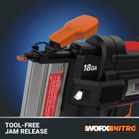 WORX - Nitro 20V Cordless 18GA Brad Nail Gun (1 x 2.0Ah Battery & 1 x Charger Included) - Black - Left View