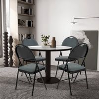 Costway 4 Pack Folding Chairs Portable Padded Office Kitchen Dining Chairs - Grey - Left View