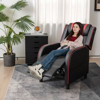 Costway - Theater Style Massage Gaming Chair - Red and Black - Left View