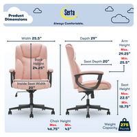 Serta - Connor Upholstered Executive High-Back Office Chair with Lumbar Support - Microfiber - Pink - Left View