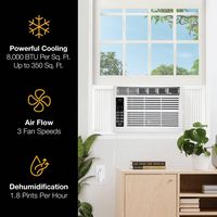 Whirlpool - 350 Sq. Ft. 8,000 BTU Window Air Conditioner - White - Left View