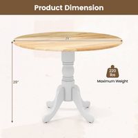 Costway 4-Person Dining Table Wooden Kitchen Table with Solid Rubber Wood Frame for Kitchen - Whi... - Left View