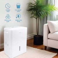 Keystone - 50-Pint Portable Dehumidifier with Pump - White - Left View