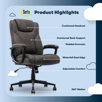 Serta - Comfort Eco Ergonomic Executive Smooth Velvet Office Chair - Brown - Left View