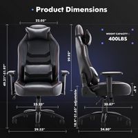 Bestier - Gaming Chair 5 - PU Leather Fixed up Armrest Lumbar Support Ergonomic Arm Chair in With... - Left View