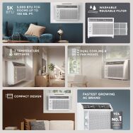 TCL - 150 Sq. Ft. 5,000 BTU Mechanical Window Air Conditioner - White - Left View