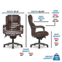 La-Z-Boy - Delano Big & Tall Bonded Leather Executive Chair - Chocolate Brown/Gray Wood - Left View