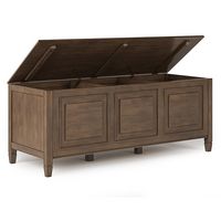 Simpli Home - Connaught Storage Bench Trunk - Natural Aged Brown - Left View